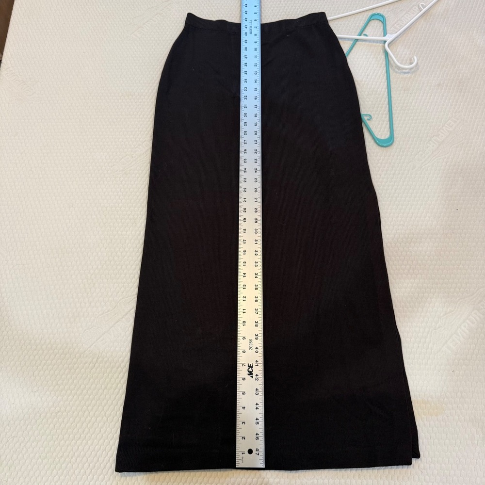 St John Evening Marie Gray Wool Knit Maxi Skirt Brown Espresso Slit Size 10 - Picture 6 of 6